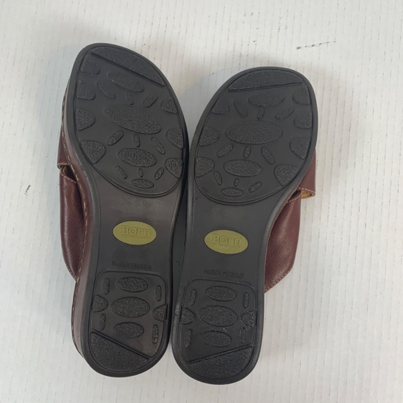 Born Criss Cross Leather Platform Wedge Sandal Womens 8M Brown Open Toe Slip On - Picture 11 of 13